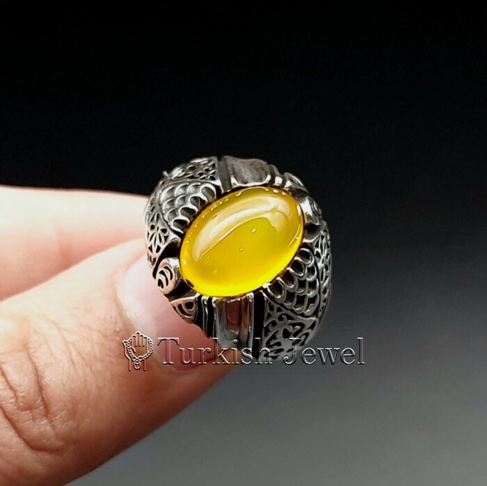 20230510_172906 20230510 172906 Turkish Jewel <h3>Hand Engraved - Yellow Agate</h3> Superior Quality Handmade Design on Sides. Pure and Natural Yellow Aqeeq (Sabz Agate) stone. Heavy and strong ring made with 925 Silver metal. <p class="LC20lb MBeuO DKV0Md">⭐ Highest Quality Silver 925</p> ⭐ Durable & Strong Design <p class="LC20lb MBeuO DKV0Md">⭐ Lifetime Silver Gurantee</p>