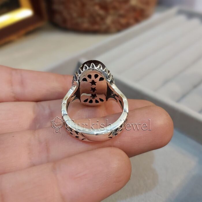 Dark Black Aqeeq Black Agate Stone and red inside yemen aqiq ring 925 silver 6 Turkish Jewel <h3>Design by Hand Engraved</h3> Superior Quality Handmade Design on Sides. Pure and Natural Black Aqeeq (Agate) stone. Heavy and strong ring made with 925 Silver metal. <p class="LC20lb MBeuO DKV0Md">⭐ Highest Quality Silver 925</p> ⭐ Durable & Strong Design <p class="LC20lb MBeuO DKV0Md">⭐ Lifetime Silver Gurantee</p>