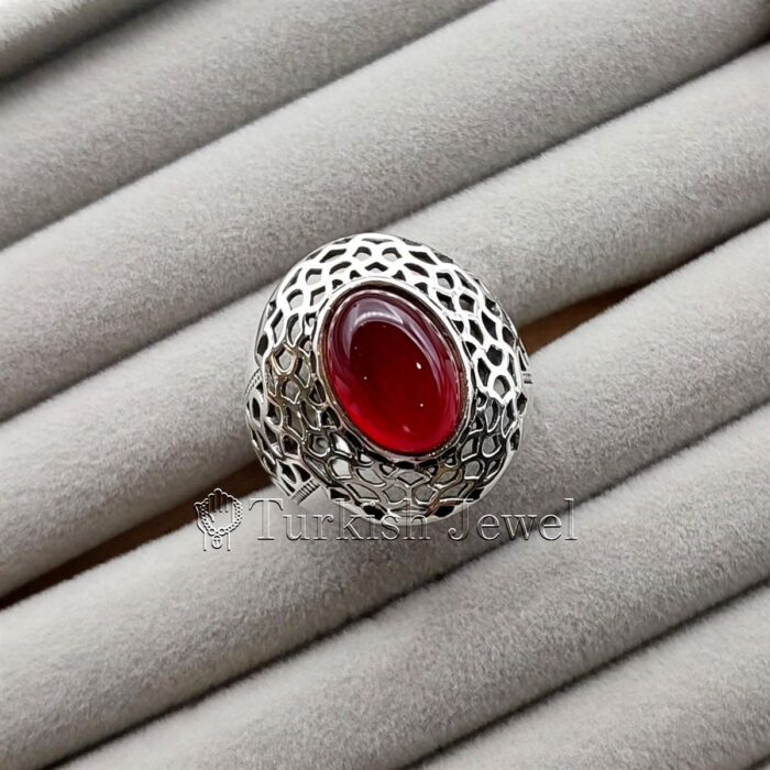 NATURAL BROWN AGATE STONE RING SILVER 1 Turkish Jewel <h3>Hand Engraved Ring - Red Yemen Agate</h3> Superior Quality Handmade Design on Sides. Pure and Natural Red Aqeeq (Red Agate) stone. Heavy and strong ring made with 925 Silver metal. <p class="LC20lb MBeuO DKV0Md">⭐ Highest Quality Silver 925</p> ⭐ Durable & Strong Design <p class="LC20lb MBeuO DKV0Md">⭐ Lifetime Silver Gurantee</p>
