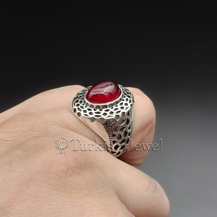 NATURAL BROWN AGATE STONE RING SILVER 6 Turkish Jewel <h3>Hand Engraved Ring - Red Yemen Agate</h3> Superior Quality Handmade Design on Sides. Pure and Natural Red Aqeeq (Red Agate) stone. Heavy and strong ring made with 925 Silver metal. <p class="LC20lb MBeuO DKV0Md">⭐ Highest Quality Silver 925</p> ⭐ Durable & Strong Design <p class="LC20lb MBeuO DKV0Md">⭐ Lifetime Silver Gurantee</p>