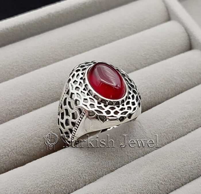 NATURAL BROWN AGATE STONE RING SILVER 9 e1692044549495 Turkish Jewel <h3>Hand Engraved Ring - Red Yemen Agate</h3> Superior Quality Handmade Design on Sides. Pure and Natural Red Aqeeq (Red Agate) stone. Heavy and strong ring made with 925 Silver metal. <p class="LC20lb MBeuO DKV0Md">⭐ Highest Quality Silver 925</p> ⭐ Durable & Strong Design <p class="LC20lb MBeuO DKV0Md">⭐ Lifetime Silver Gurantee</p>