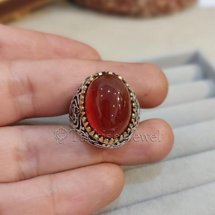 Natural Agate Ring 925 Silver Yemen Agate Irani Aqeeq Aqiq Stone Real 1 6 Turkish Jewel <h3>Design by Hand Engraved - Brown Color Agate</h3> Superior Quality Handmade Design on Sides. Pure and Natural Brown Aqeeq (Brown Agate) stone. Heavy and strong ring made with 925 Silver metal. <p class="LC20lb MBeuO DKV0Md">⭐ Highest Quality Silver 925</p> ⭐ Durable & Strong Design <p class="LC20lb MBeuO DKV0Md">⭐ Lifetime Silver Gurantee</p>