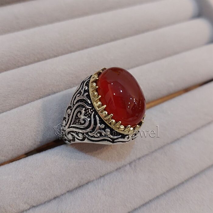 Natural Agate Ring 925 Silver Yemen Agate Irani Aqeeq Aqiq Stone Real 1 7 Turkish Jewel <h3>Design by Hand Engraved - Brown Color Agate</h3> Superior Quality Handmade Design on Sides. Pure and Natural Brown Aqeeq (Brown Agate) stone. Heavy and strong ring made with 925 Silver metal. <p class="LC20lb MBeuO DKV0Md">⭐ Highest Quality Silver 925</p> ⭐ Durable & Strong Design <p class="LC20lb MBeuO DKV0Md">⭐ Lifetime Silver Gurantee</p>