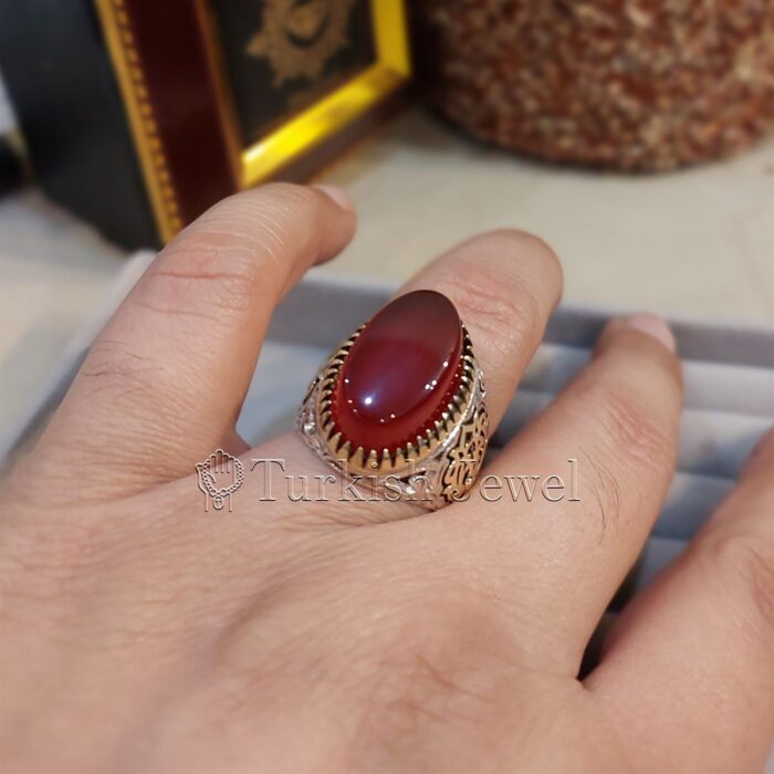 Natural Agate Ring 925 Silver Yemen Agate Irani Aqeeq Aqiq Stone Real 11 Turkish Jewel <h3>Design by Hand Engraved</h3> <h4>Red Brown Color Agate</h4> Superior Quality Handmade Design on Sides. Pure and Natural Red Aqeeq (Brown Agate) stone. Heavy and strong ring made with 925 Silver metal. <p class="LC20lb MBeuO DKV0Md">⭐ Highest Quality Silver 925</p> ⭐ Durable & Strong Design <p class="LC20lb MBeuO DKV0Md">⭐ Lifetime Silver Gurantee</p>