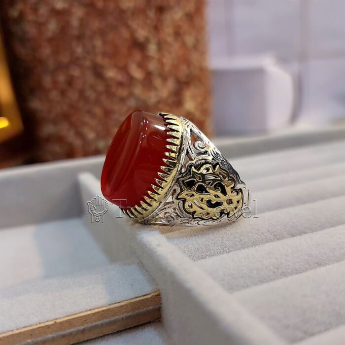 Natural Agate Ring 925 Silver Yemen Agate Irani Aqeeq Aqiq Stone Real 15 Turkish Jewel <h3>Design by Hand Engraved</h3> <h4>Red Brown Color Agate</h4> Superior Quality Handmade Design on Sides. Pure and Natural Red Aqeeq (Brown Agate) stone. Heavy and strong ring made with 925 Silver metal. <p class="LC20lb MBeuO DKV0Md">⭐ Highest Quality Silver 925</p> ⭐ Durable & Strong Design <p class="LC20lb MBeuO DKV0Md">⭐ Lifetime Silver Gurantee</p>