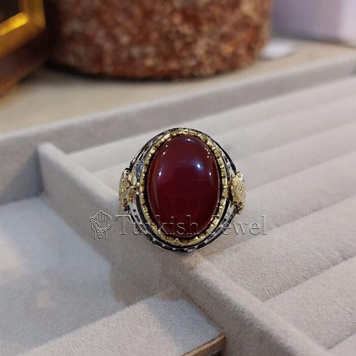 Natural Agate Ring 925 Silver Yemen Agate Irani Aqeeq Aqiq Stone Real 27 Turkish Jewel <h3>Design by Hand Engraved</h3> <h4>Red Brown Color Agate</h4> Superior Quality Handmade Design on Sides. Pure and Natural Red Aqeeq (Brown Agate) stone. Heavy and strong ring made with 925 Silver metal. <p class="LC20lb MBeuO DKV0Md">⭐ Highest Quality Silver 925</p> ⭐ Durable & Strong Design <p class="LC20lb MBeuO DKV0Md">⭐ Lifetime Silver Gurantee</p>