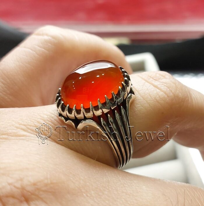Natural Agate Ring 925 Silver Yemen Agate Irani Aqeeq Aqiq Stone Real 3 17 e1692008408120 Turkish Jewel <h3>Design by Hand Engraved - Brown Color Agate</h3> Superior Quality Handmade Design on Sides. Pure and Natural Brown Aqeeq (Brown Agate) stone. Heavy and strong ring made with 925 Silver metal. <p class="LC20lb MBeuO DKV0Md">⭐ Highest Quality Silver 925</p> ⭐ Durable & Strong Design <p class="LC20lb MBeuO DKV0Md">⭐ Lifetime Silver Gurantee</p>