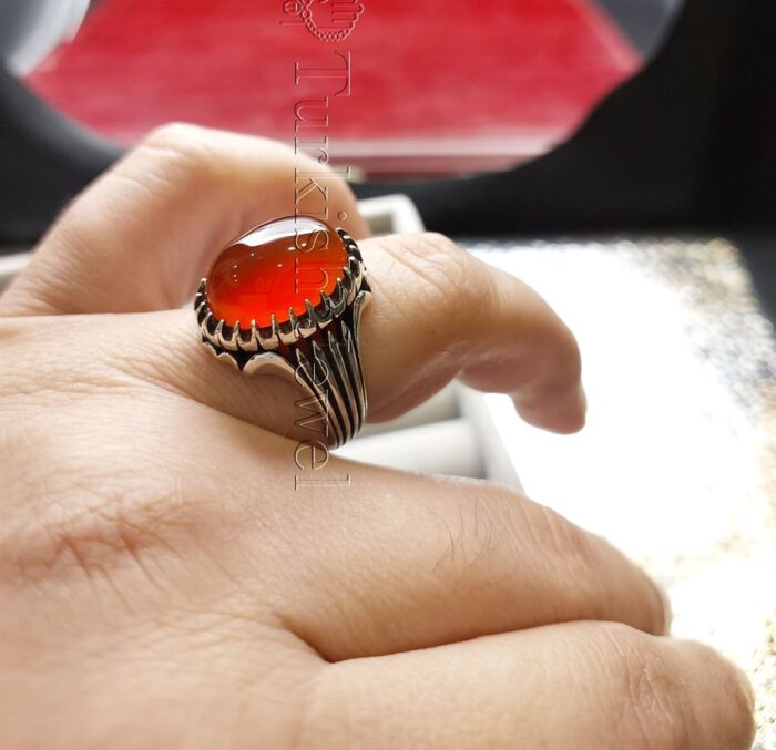 Natural Agate Ring 925 Silver Yemen Agate Irani Aqeeq Aqiq Stone Real 3 18 e1692008365720 Turkish Jewel <h3>Design by Hand Engraved - Brown Color Agate</h3> Superior Quality Handmade Design on Sides. Pure and Natural Brown Aqeeq (Brown Agate) stone. Heavy and strong ring made with 925 Silver metal. <p class="LC20lb MBeuO DKV0Md">⭐ Highest Quality Silver 925</p> ⭐ Durable & Strong Design <p class="LC20lb MBeuO DKV0Md">⭐ Lifetime Silver Gurantee</p>