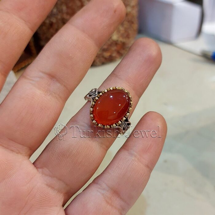 Red Agate from yemen beautiful, aqeeq yamani ring 925 silver chandi