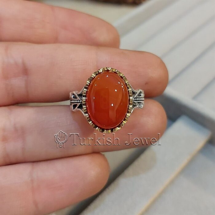 Red Agate from yemen beautiful, aqeeq yamani ring 925 silver chandi