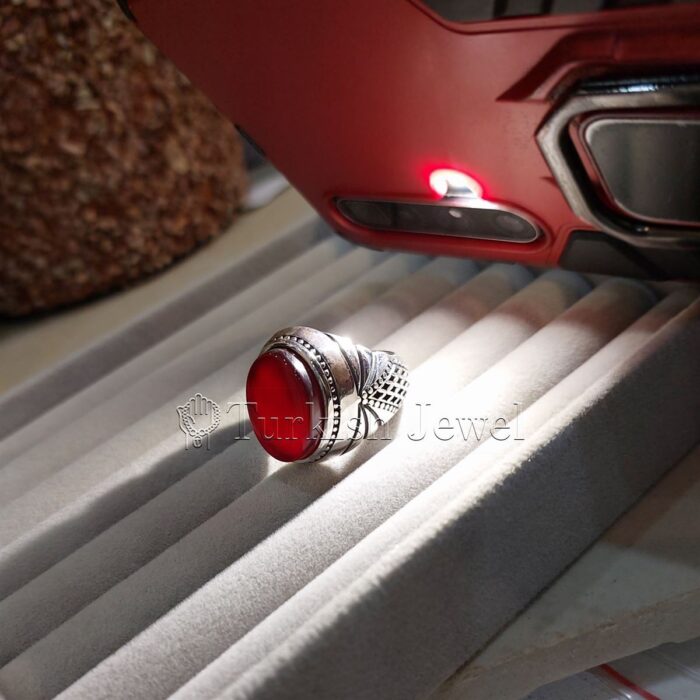 Red Agate from yemen beautiful, aqeeq yamani ring 925 silver chandi