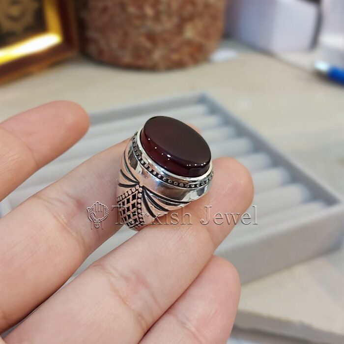 Natural Agate Ring 925 Silver Yemen Agate Irani Aqeeq Aqiq Stone Real 3 7 Turkish Jewel <h3>Design by Hand Engraved - Brown Agate</h3> Superior Quality Handmade Design on Sides. Pure and Natural Brown Aqeeq (Brown Agate) stone. Heavy and strong ring made with 925 Silver metal. <p class="LC20lb MBeuO DKV0Md">⭐ Highest Quality Silver 925</p> ⭐ Durable & Strong Design <p class="LC20lb MBeuO DKV0Md">⭐ Lifetime Silver Gurantee</p>