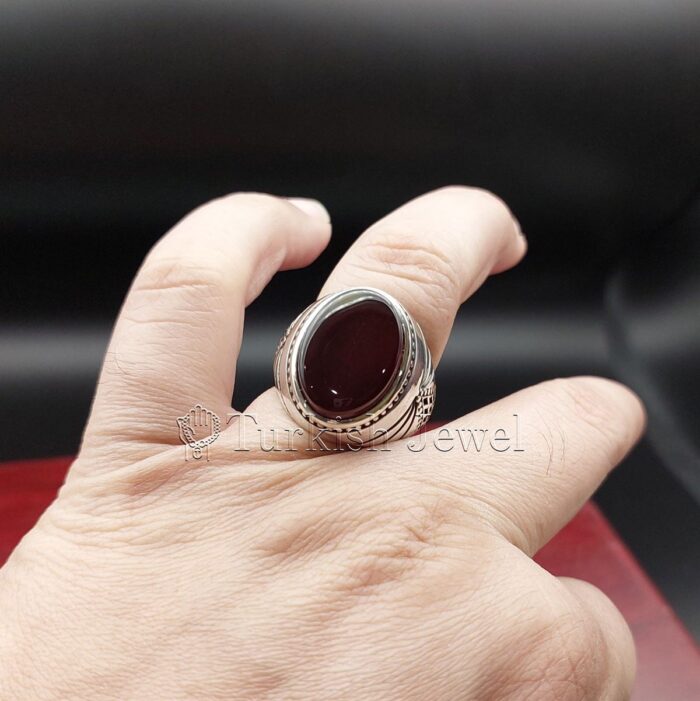 Natural Agate Ring 925 Silver Yemen Agate Irani Aqeeq Aqiq Stone Real 3 8 Turkish Jewel <h3>Design by Hand Engraved - Brown Agate</h3> Superior Quality Handmade Design on Sides. Pure and Natural Brown Aqeeq (Brown Agate) stone. Heavy and strong ring made with 925 Silver metal. <p class="LC20lb MBeuO DKV0Md">⭐ Highest Quality Silver 925</p> ⭐ Durable & Strong Design <p class="LC20lb MBeuO DKV0Md">⭐ Lifetime Silver Gurantee</p>