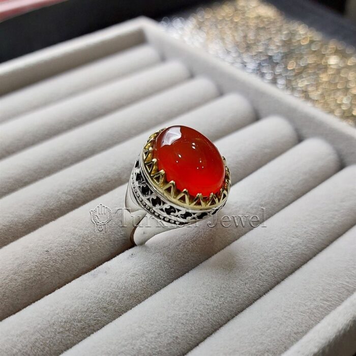 Natural Agate Ring 925 Silver Yemen Agate Irani Aqeeq Aqiq Stone Real 30 Turkish Jewel <h3>Design by Hand Engraved</h3> <h4>Red Brown Color Agate</h4> Superior Quality Handmade Design on Sides. Pure and Natural Red Aqeeq (Brown Agate) stone. Heavy and strong ring made with 925 Silver metal. <p class="LC20lb MBeuO DKV0Md">⭐ Highest Quality Silver 925</p> ⭐ Durable & Strong Design <p class="LC20lb MBeuO DKV0Md">⭐ Lifetime Silver Gurantee</p>