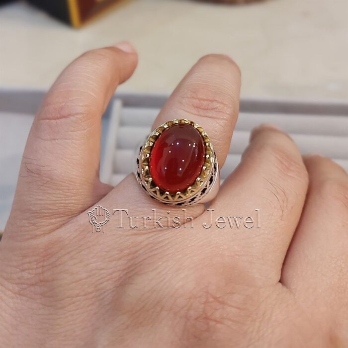 Natural Agate Ring 925 Silver Yemen Agate Irani Aqeeq Aqiq Stone Real 33 Turkish Jewel <h3>Design by Hand Engraved</h3> <h4>Red Brown Color Agate</h4> Superior Quality Handmade Design on Sides. Pure and Natural Red Aqeeq (Brown Agate) stone. Heavy and strong ring made with 925 Silver metal. <p class="LC20lb MBeuO DKV0Md">⭐ Highest Quality Silver 925</p> ⭐ Durable & Strong Design <p class="LC20lb MBeuO DKV0Md">⭐ Lifetime Silver Gurantee</p>