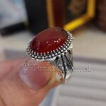 Brown Agate Natural Aqeeq 925 Silver High Quality Ring