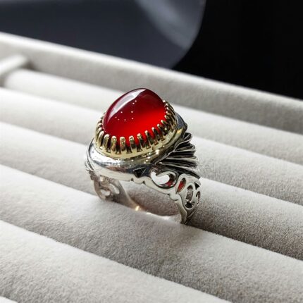 Red Agate from yemen beautiful, aqeeq yamani ring 925 silver chandi