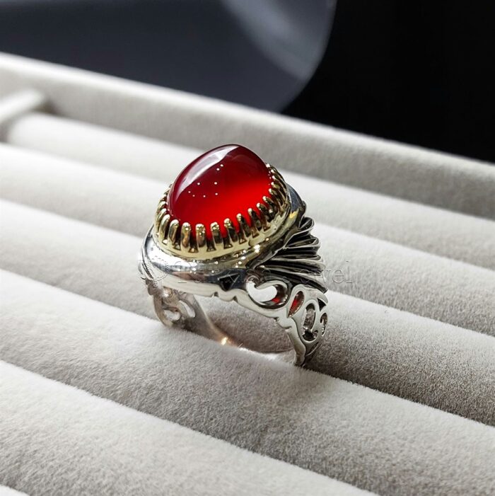 Red Agate from yemen beautiful, aqeeq yamani ring 925 silver chandi