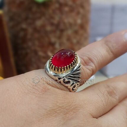 Red Agate from yemen beautiful, aqeeq yamani ring 925 silver chandi