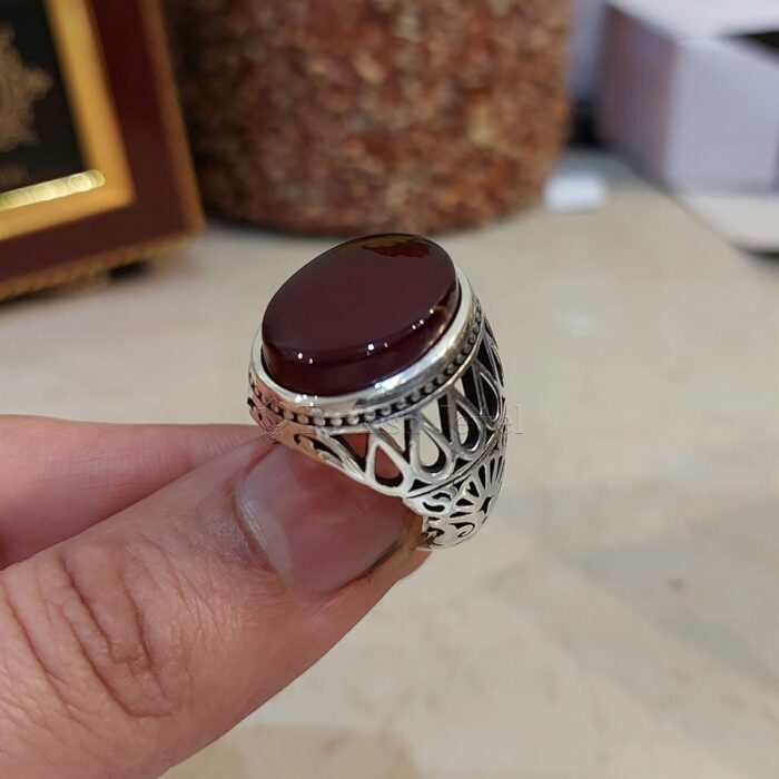 Natural Yemen Agate Ring - Aqeeq Yemani Stone Al kabdi stone + Kabadi color aqiq stone