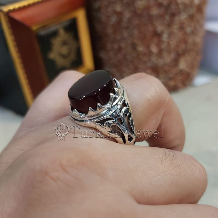 Natural Agate Ring 925 Silver Yemen Agate Irani Aqeeq Aqiq Stone Real 43 Turkish Jewel <h3>Design by Hand Engraved</h3> <h4>Red Brown Color Agate</h4> Superior Quality Handmade Design on Sides. Pure and Natural Red Aqeeq (Brown Agate) stone. Heavy and strong ring made with 925 Silver metal. <p class="LC20lb MBeuO DKV0Md">⭐ Highest Quality Silver 925</p> ⭐ Durable & Strong Design <p class="LC20lb MBeuO DKV0Md">⭐ Lifetime Silver Gurantee</p>