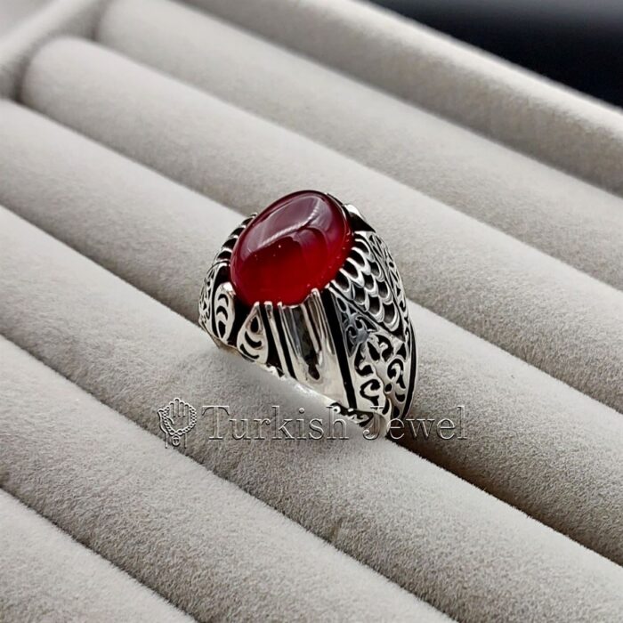 Red Agate from yemen beautiful, aqeeq yamani ring 925 silver chandi