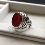 Brown Yemen Agate Natural Yamani Aqeeq 925 Silver Ring
