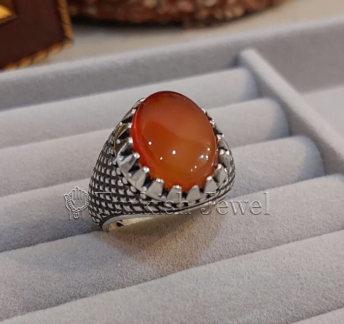 Natural Agate Ring 925 Silver Yemen Agate Irani Aqeeq Aqiq Stone Real 5 19 e1692039632482 Turkish Jewel <h3>Hand Engraved - Brown Agate</h3> Superior Quality Handmade Design on Sides. Pure and Natural Brown Aqeeq (Brown Agate) stone. Heavy and strong ring made with 925 Silver metal. <p class="LC20lb MBeuO DKV0Md">⭐ Highest Quality Silver 925</p> ⭐ Durable & Strong Design <p class="LC20lb MBeuO DKV0Md">⭐ Lifetime Silver Gurantee</p>
