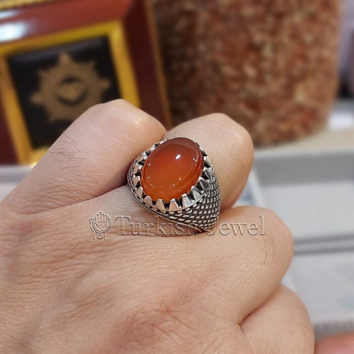 Natural Agate Ring 925 Silver Yemen Agate Irani Aqeeq Aqiq Stone Real 5 22 Turkish Jewel <h3>Hand Engraved - Brown Agate</h3> Superior Quality Handmade Design on Sides. Pure and Natural Brown Aqeeq (Brown Agate) stone. Heavy and strong ring made with 925 Silver metal. <p class="LC20lb MBeuO DKV0Md">⭐ Highest Quality Silver 925</p> ⭐ Durable & Strong Design <p class="LC20lb MBeuO DKV0Md">⭐ Lifetime Silver Gurantee</p>