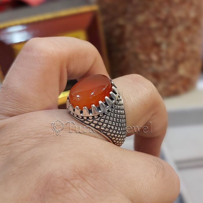 Natural Agate Ring 925 Silver Yemen Agate Irani Aqeeq Aqiq Stone Real 5 23 Turkish Jewel <h3>Hand Engraved - Brown Agate</h3> Superior Quality Handmade Design on Sides. Pure and Natural Brown Aqeeq (Brown Agate) stone. Heavy and strong ring made with 925 Silver metal. <p class="LC20lb MBeuO DKV0Md">⭐ Highest Quality Silver 925</p> ⭐ Durable & Strong Design <p class="LC20lb MBeuO DKV0Md">⭐ Lifetime Silver Gurantee</p>