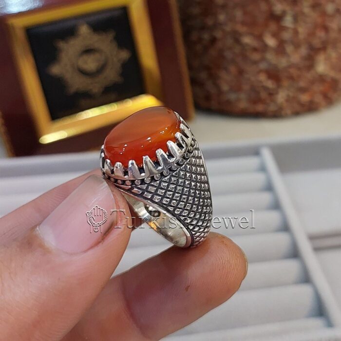Natural Agate Ring 925 Silver Yemen Agate Irani Aqeeq Aqiq Stone Real 5 24 Turkish Jewel <h3>Hand Engraved - Brown Agate</h3> Superior Quality Handmade Design on Sides. Pure and Natural Brown Aqeeq (Brown Agate) stone. Heavy and strong ring made with 925 Silver metal. <p class="LC20lb MBeuO DKV0Md">⭐ Highest Quality Silver 925</p> ⭐ Durable & Strong Design <p class="LC20lb MBeuO DKV0Md">⭐ Lifetime Silver Gurantee</p>