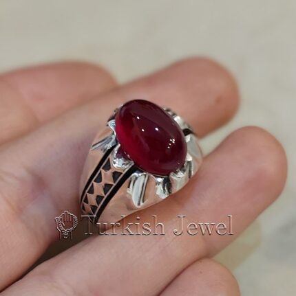 Brown Yemen Agate Natural Yamani Aqeeq 925 Silver Ring