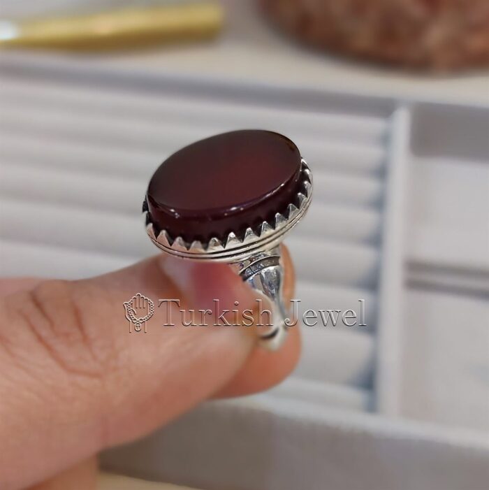 Natural Agate Ring 925 Silver Yemen Agate Irani Aqeeq Aqiq Stone Real 5 40 Turkish Jewel <h3>Hand Engraved - Brown Agate</h3> Superior Quality Handmade Design on Sides. Pure and Natural Brown Aqeeq (Brown Agate) stone. Heavy and strong ring made with 925 Silver metal. <p class="LC20lb MBeuO DKV0Md">⭐ Highest Quality Silver 925</p> ⭐ Durable & Strong Design <p class="LC20lb MBeuO DKV0Md">⭐ Lifetime Silver Gurantee</p>