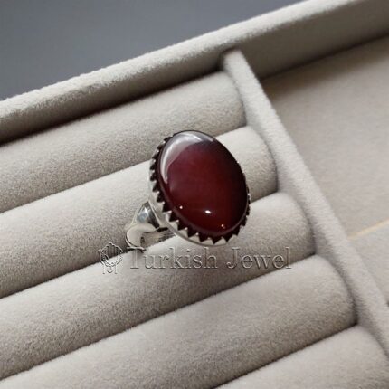 Brown Yemen Agate Natural Yamani Aqeeq 925 Silver Ring