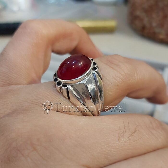 Natural Agate Ring 925 Silver Yemen Agate Irani Aqeeq Aqiq Stone Real 5 44 Turkish Jewel <h3>Hand Engraved Ring - Red Yemen Agate</h3> Superior Quality Handmade Design on Sides. Pure and Natural Red Aqeeq (Red Agate) stone. Heavy and strong ring made with 925 Silver metal. <p class="LC20lb MBeuO DKV0Md">⭐ Highest Quality Silver 925</p> ⭐ Durable & Strong Design <p class="LC20lb MBeuO DKV0Md">⭐ Lifetime Silver Gurantee</p>