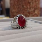 Red Yemen Agate Natural Yamani Aqeeq 925 Silver Ring