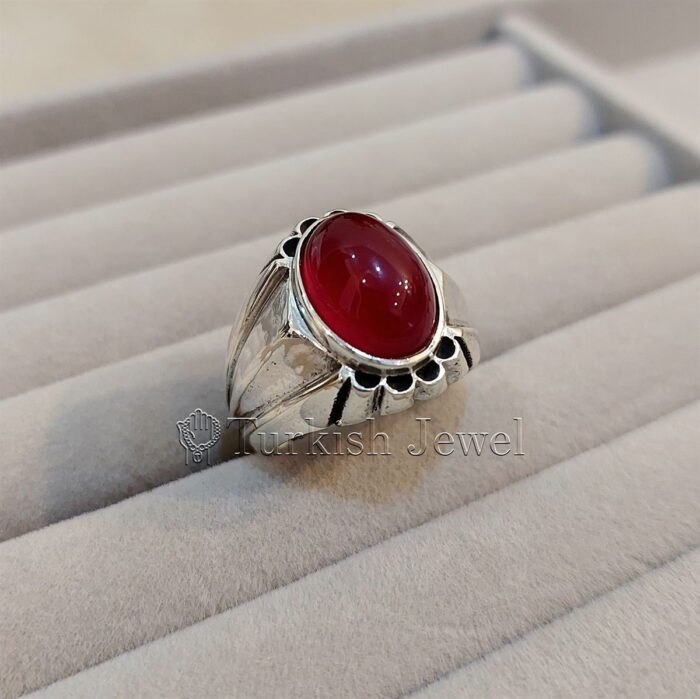 Natural Agate Ring 925 Silver Yemen Agate Irani Aqeeq Aqiq Stone Real 5 48 Turkish Jewel <h3>Hand Engraved Ring - Red Yemen Agate</h3> Superior Quality Handmade Design on Sides. Pure and Natural Red Aqeeq (Red Agate) stone. Heavy and strong ring made with 925 Silver metal. <p class="LC20lb MBeuO DKV0Md">⭐ Highest Quality Silver 925</p> ⭐ Durable & Strong Design <p class="LC20lb MBeuO DKV0Md">⭐ Lifetime Silver Gurantee</p>