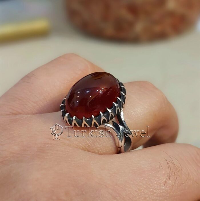 Natural Agate Ring 925 Silver Yemen Agate Irani Aqeeq Aqiq Stone Real 5 55 Turkish Jewel <h3>Hand Engraved - Brown Agate</h3> Superior Quality Handmade Design on Sides. Pure and Natural Brown Aqeeq (Brown Agate) stone. Heavy and strong ring made with 925 Silver metal. <p class="LC20lb MBeuO DKV0Md">⭐ Highest Quality Silver 925</p> ⭐ Durable & Strong Design <p class="LC20lb MBeuO DKV0Md">⭐ Lifetime Silver Gurantee</p>