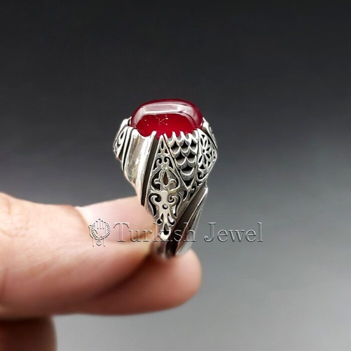 Natural Agate Ring 925 Silver Yemen Agate Irani Aqeeq Aqiq Stone Real 5 60 Turkish Jewel <h3>Hand Engraved Ring - Red Yemen Agate</h3> Superior Quality Handmade Design on Sides. Pure and Natural Red Aqeeq (Red Agate) stone. Heavy and strong ring made with 925 Silver metal. <p class="LC20lb MBeuO DKV0Md">⭐ Highest Quality Silver 925</p> ⭐ Durable & Strong Design <p class="LC20lb MBeuO DKV0Md">⭐ Lifetime Silver Gurantee</p>