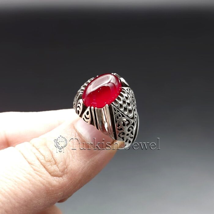Red Agate from yemen beautiful, aqeeq yamani ring 925 silver chandi
