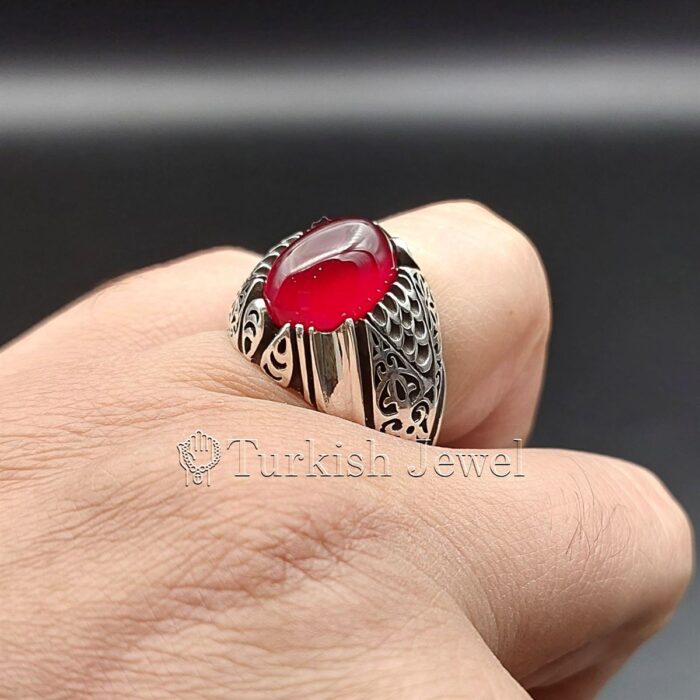 Red Agate from yemen beautiful, aqeeq yamani ring 925 silver chandi