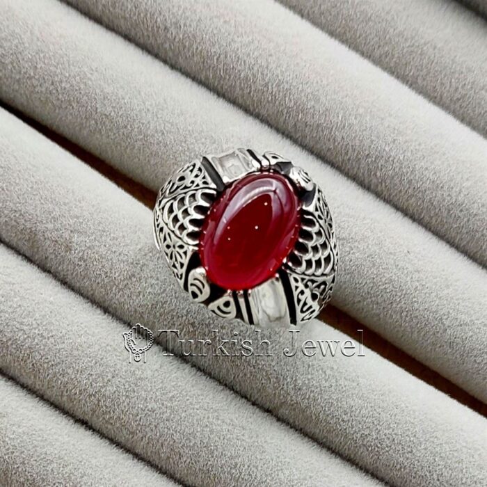 Red Agate from yemen beautiful, aqeeq yamani ring 925 silver chandi