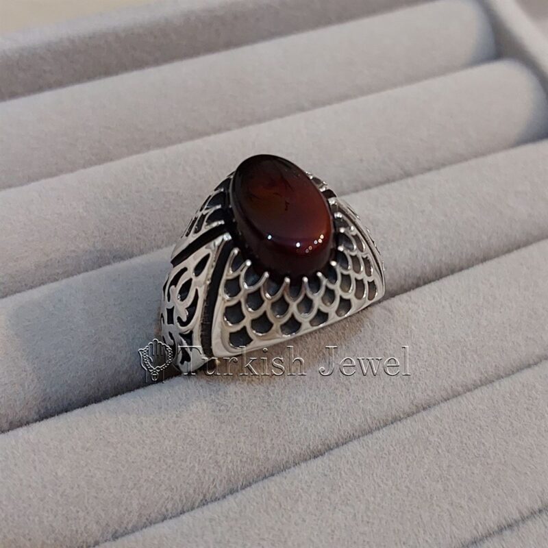 Natural Agate Ring 925 Silver Yemen Agate Irani Aqeeq Aqiq Stone Real 6 22 Turkish Jewel