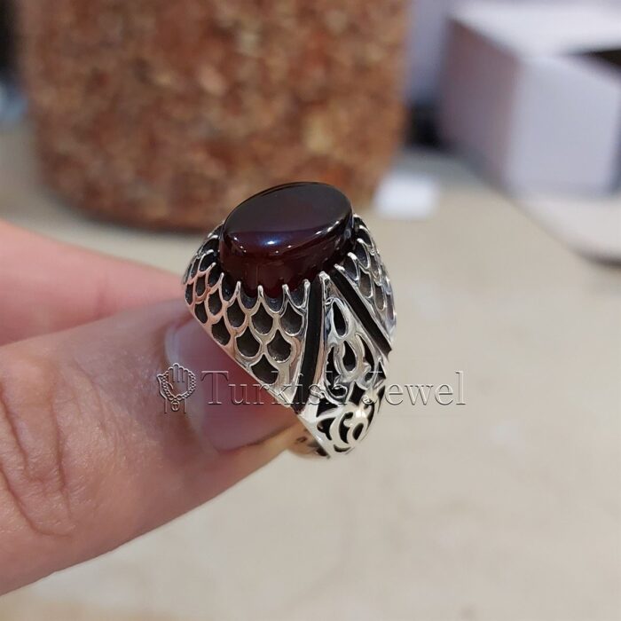 Natural Agate Ring 925 Silver Yemen Agate Irani Aqeeq Aqiq Stone Real 6 24 Turkish Jewel <h3>Hand Engraved - Brown Agate</h3> Superior Quality Handmade Design on Sides. Pure and Natural Brown Aqeeq (Brown Agate) stone. Heavy and strong ring made with 925 Silver metal. <p class="LC20lb MBeuO DKV0Md">⭐ Highest Quality Silver 925</p> ⭐ Durable & Strong Design <p class="LC20lb MBeuO DKV0Md">⭐ Lifetime Silver Gurantee</p>