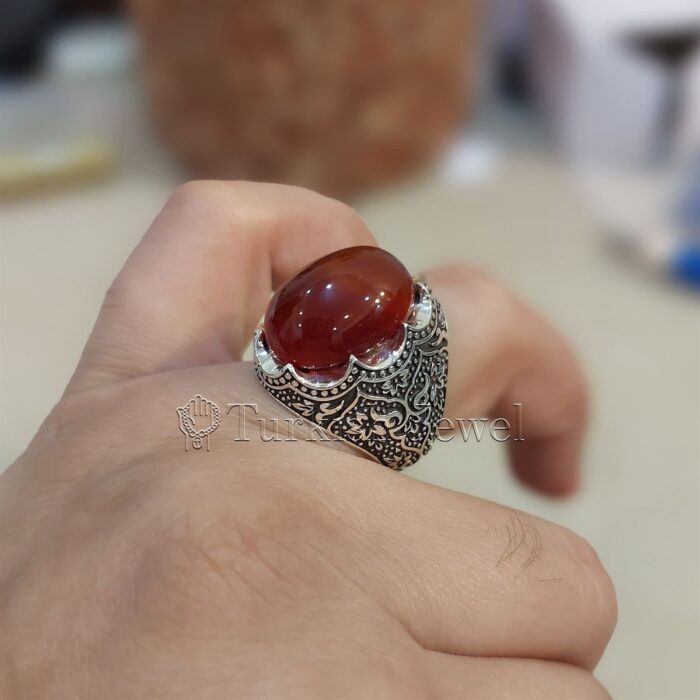 Natural Agate Ring 925 Silver Yemen Agate Irani Aqeeq Aqiq Stone Real 6 3 Turkish Jewel <h3>Hand Engraved - Brown Agate</h3> Superior Quality Handmade Design on Sides. Pure and Natural Brown Aqeeq (Brown Agate) stone. Heavy and strong ring made with 925 Silver metal. <p class="LC20lb MBeuO DKV0Md">⭐ Highest Quality Silver 925</p> ⭐ Durable & Strong Design <p class="LC20lb MBeuO DKV0Md">⭐ Lifetime Silver Gurantee</p>