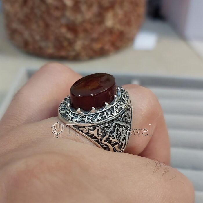 Natural Agate Ring 925 Silver Yemen Agate Irani Aqeeq Aqiq Stone Real 6 33 Turkish Jewel <h3>Hand Engraved - Brown Agate</h3> Superior Quality Handmade Design on Sides. Pure and Natural Brown Aqeeq (Brown Agate) stone. Heavy and strong ring made with 925 Silver metal. <p class="LC20lb MBeuO DKV0Md">⭐ Highest Quality Silver 925</p> ⭐ Durable & Strong Design <p class="LC20lb MBeuO DKV0Md">⭐ Lifetime Silver Gurantee</p>