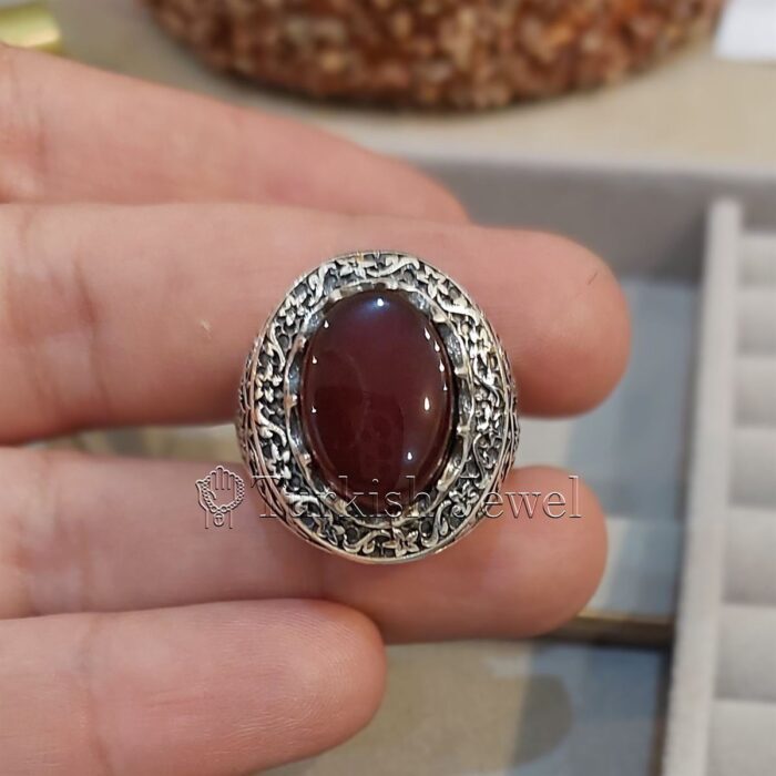 Natural Agate Ring 925 Silver Yemen Agate Irani Aqeeq Aqiq Stone Real 6 34 Turkish Jewel <h3>Hand Engraved - Brown Agate</h3> Superior Quality Handmade Design on Sides. Pure and Natural Brown Aqeeq (Brown Agate) stone. Heavy and strong ring made with 925 Silver metal. <p class="LC20lb MBeuO DKV0Md">⭐ Highest Quality Silver 925</p> ⭐ Durable & Strong Design <p class="LC20lb MBeuO DKV0Md">⭐ Lifetime Silver Gurantee</p>