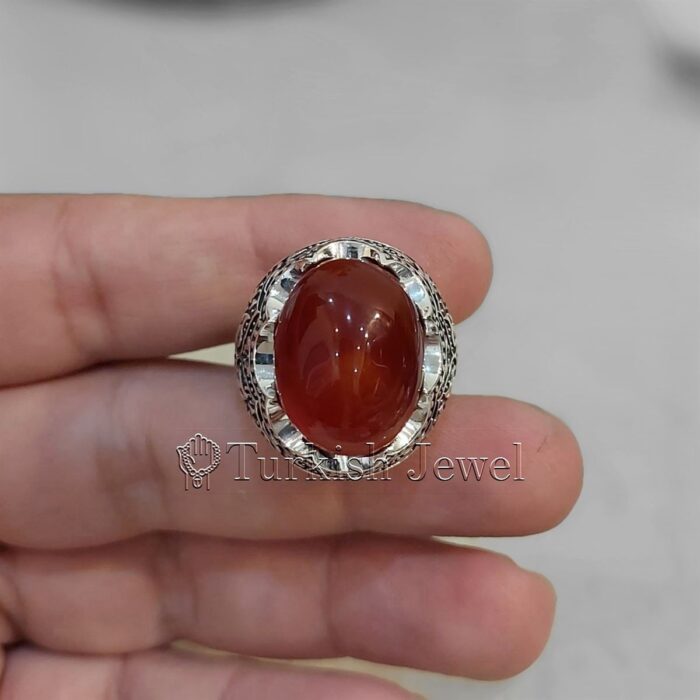 Natural Agate Ring 925 Silver Yemen Agate Irani Aqeeq Aqiq Stone Real 6 4 Turkish Jewel <h3>Hand Engraved - Brown Agate</h3> Superior Quality Handmade Design on Sides. Pure and Natural Brown Aqeeq (Brown Agate) stone. Heavy and strong ring made with 925 Silver metal. <p class="LC20lb MBeuO DKV0Md">⭐ Highest Quality Silver 925</p> ⭐ Durable & Strong Design <p class="LC20lb MBeuO DKV0Md">⭐ Lifetime Silver Gurantee</p>