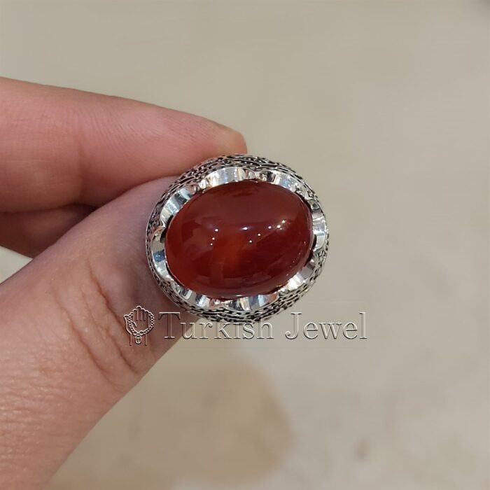 Natural Agate Ring 925 Silver Yemen Agate Irani Aqeeq Aqiq Stone Real 6 5 Turkish Jewel <h3>Hand Engraved - Brown Agate</h3> Superior Quality Handmade Design on Sides. Pure and Natural Brown Aqeeq (Brown Agate) stone. Heavy and strong ring made with 925 Silver metal. <p class="LC20lb MBeuO DKV0Md">⭐ Highest Quality Silver 925</p> ⭐ Durable & Strong Design <p class="LC20lb MBeuO DKV0Md">⭐ Lifetime Silver Gurantee</p>