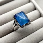 Blue Agate Natural Blue Aqeeq 925 Silver Ring High Quality Ring